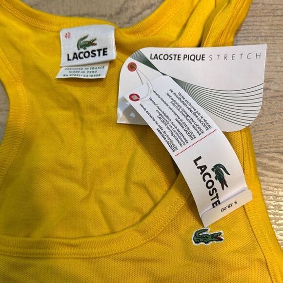 NWT Lacoste women’s yellow tank top size 40 / medium - Picture 2 of 5